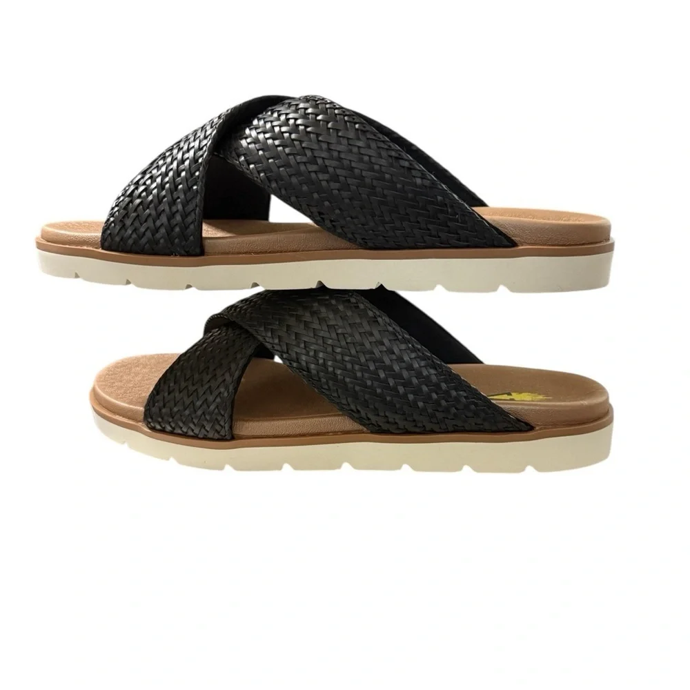 VOLATILE Black Woven Slide Sandals · Size 10